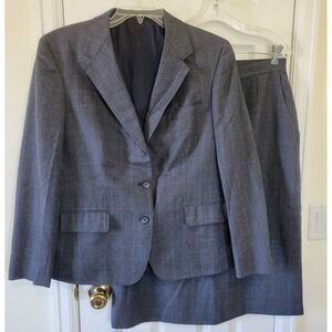 H. Freeman & Son Nordstrom Gray Plaid Skirt Suit Set Blazer Skirt Size 16